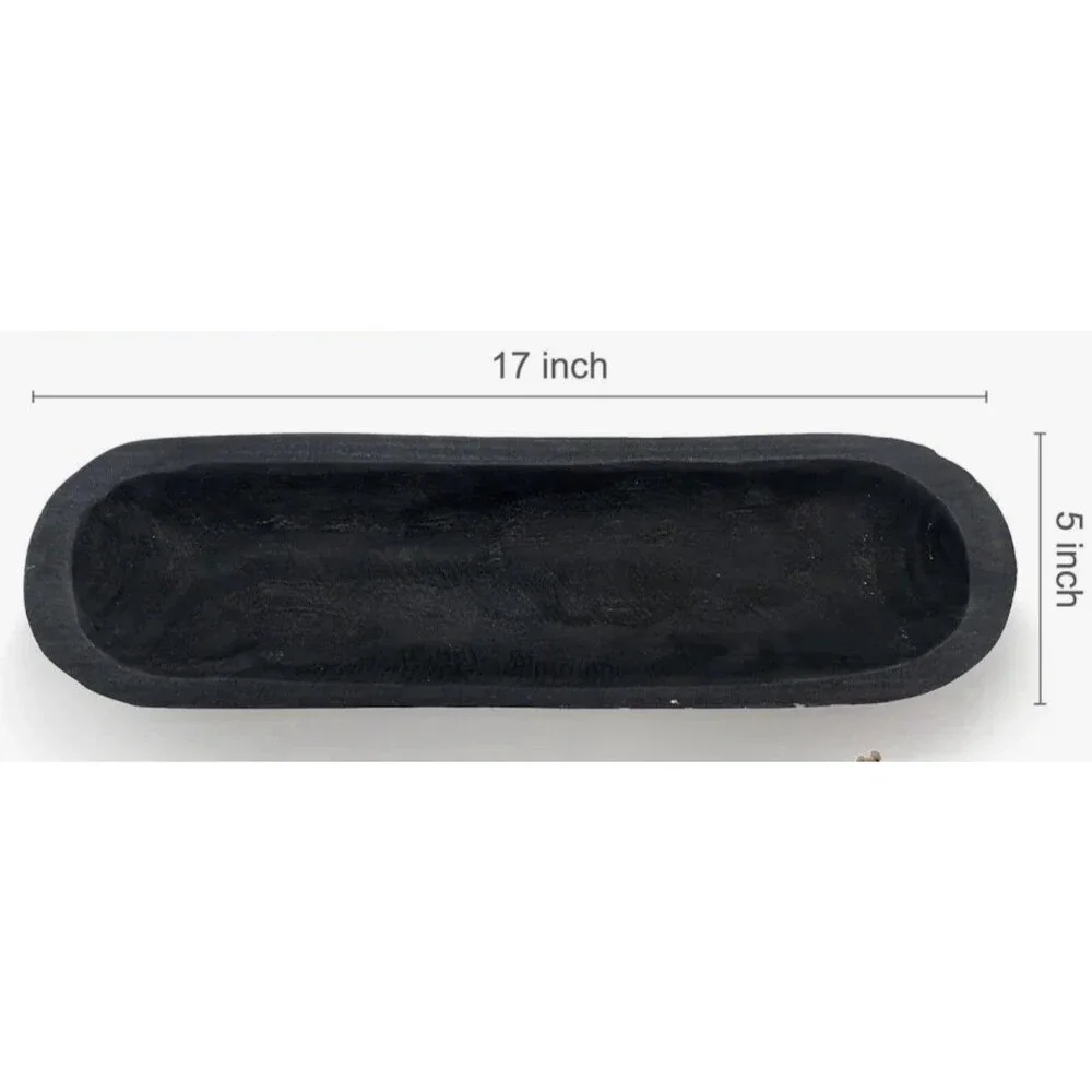 Small Rustic Baguette-Batea-Primitive-5-6W x 18-20L-Candle Pour-Dough Bowl-Black